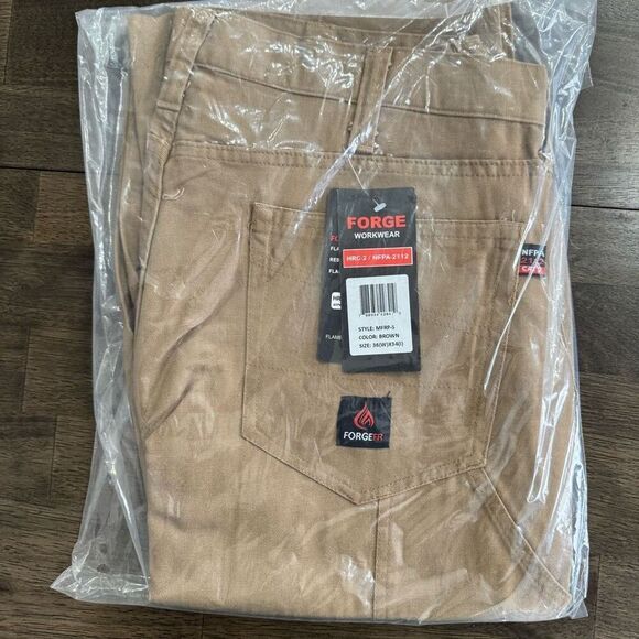 New Forge Fr Men's Brown Canvas Pant 36x34 Originally $92 - Picture 3 of 6